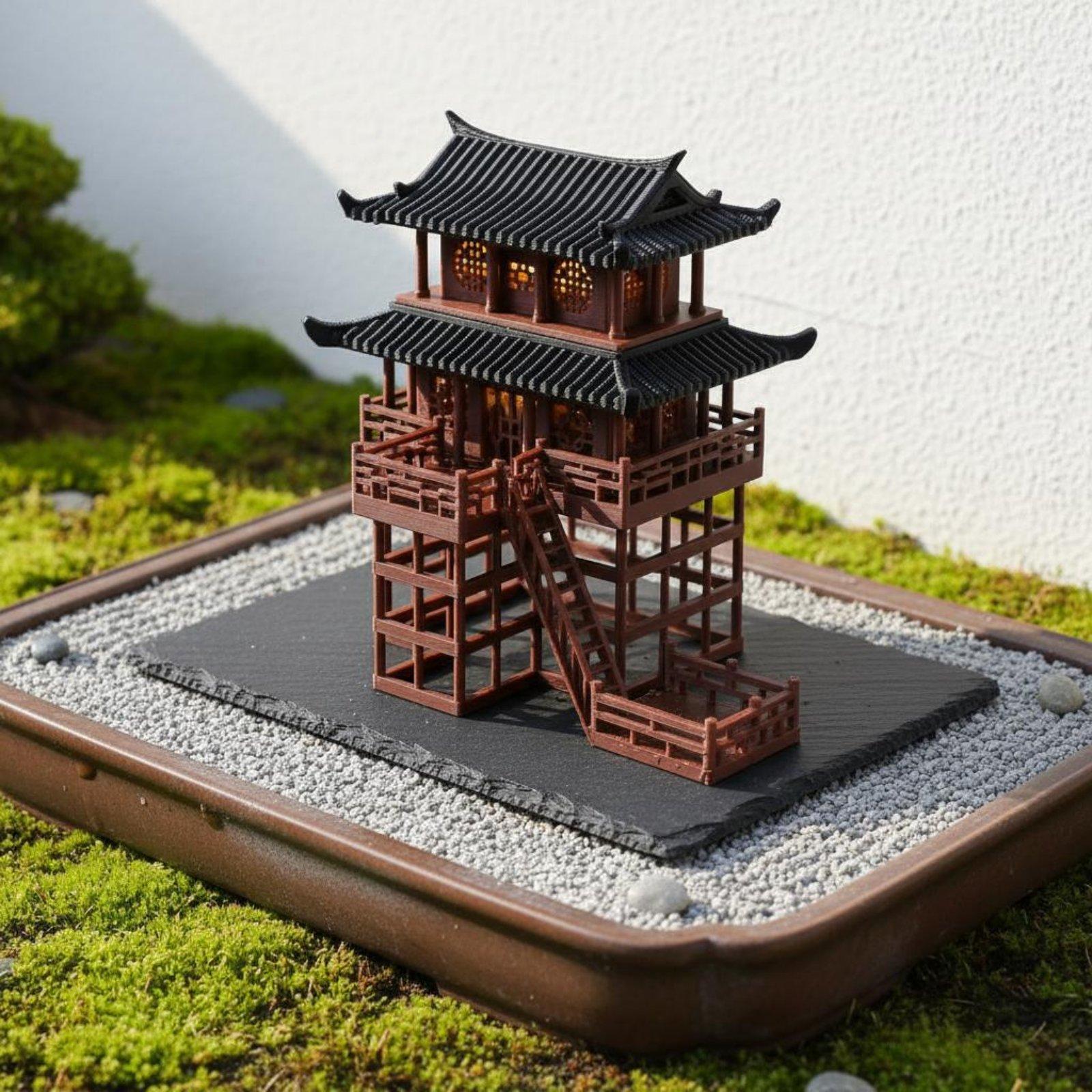 Landscape Bonsai Garden - Mini Pagode de Plástico para Mesa,